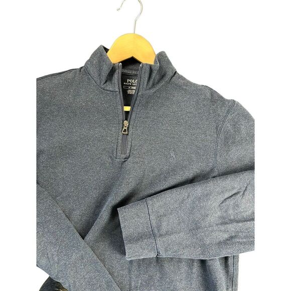 Polo Ralph Lauren Sz M 1/4 Pullover‎ Mens Blue Luxury Double Knit Jersey - Picture 1 of 8